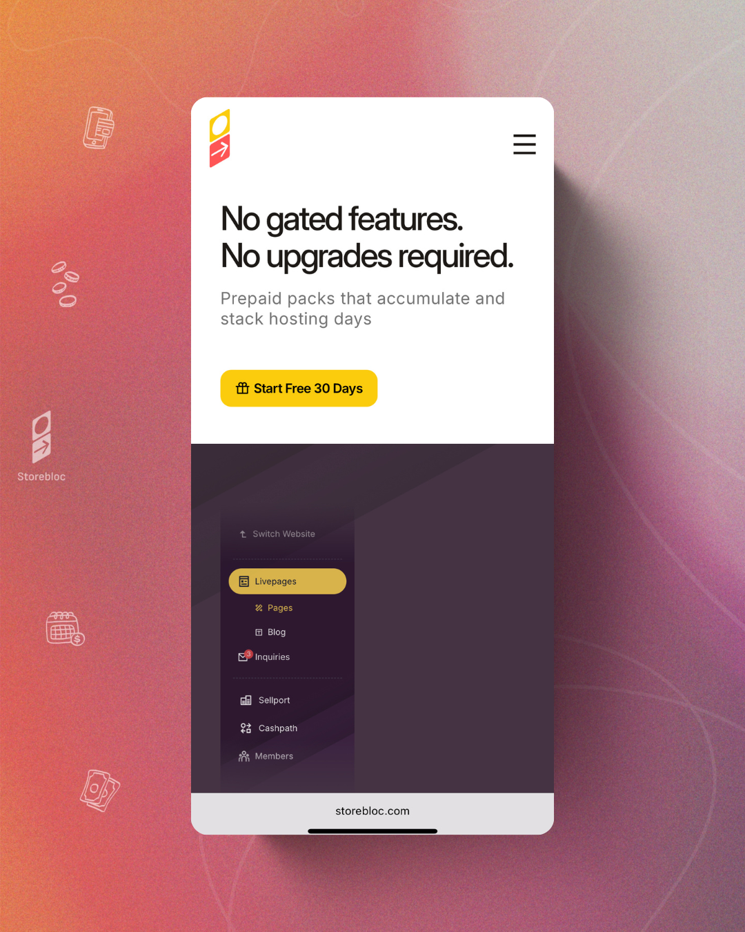 Screenshot of pricing page